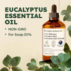 KUKKA Eucalyptus Essential Oils - 4 Fl Oz - for Hair, Skin, Diffuser, Aromatherapy & DIY Soap Making Scent