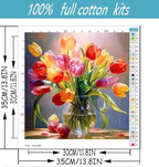 Flowers Cross Stitch Kits for Beginners Adults,Patterns Dimensions Needlepoint Art Crafts,Counted Cross Stitch Kits Embroidery Kits for Beginners Adults for Home Decor 13.8X13.8inch