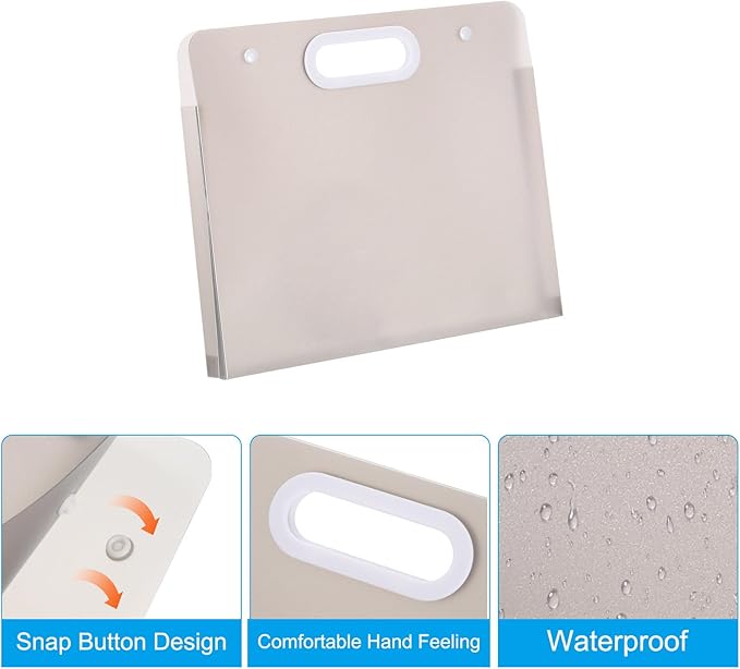 PATIKIL 13 x 11 Inch Plastic Art Portfolio, Large Art Storage Bag with Handles, Waterproof Folder Container for Artwork Drawing Sketch Poster Photography Diamond Painted, Clear Gray