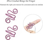 2Pcs Crochet Rings for Finger, Adjustable Open Yarn Guide Crochet Tension Ring for Crocheting Knitting Accessories Supplies Metal Yarn Tension Loop Ring for Finger (Rose), SATONBEYI