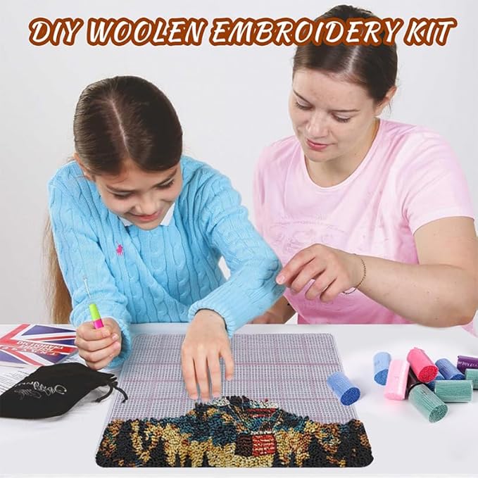 Latch Hook Kits for Kids DIY Rug Crochet Yarn Kits for Adults Tapestry Kits Home Decor Kits with America Flag Printed Needlework Doormat Creative Gift Home Decoration 20 X 15 Inch (Hot Air Balloon)