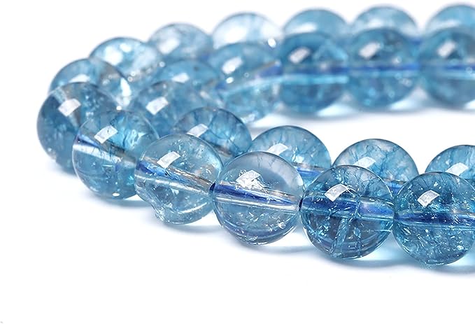 6mm 61pcs Blue Topaz Crystal Quartz Natural Stone Round Loose Beads for Jewelry Making DIY Bracelet Necklace Earrings