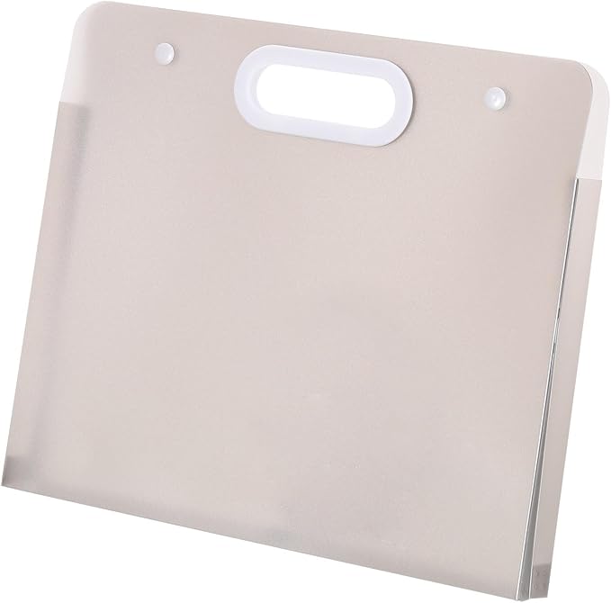 PATIKIL 13 x 11 Inch Plastic Art Portfolio, Large Art Storage Bag with Handles, Waterproof Folder Container for Artwork Drawing Sketch Poster Photography Diamond Painted, Clear Gray