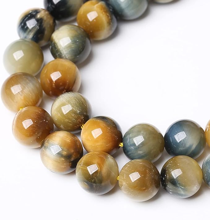 AAAAA Tiger Eye Beads for Jewelry Making - 6mm, 60pcs Natural Stone Semi-Precious Round Smooth Gemstones Loose Spacer Beads