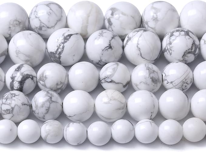 90pcs 4mm AAA Natural Stone Beads White Howlite Turquoises Round Loose Beads for Jewelry Making DIY Bracelet (White Howlite Turquoises, 4mm)