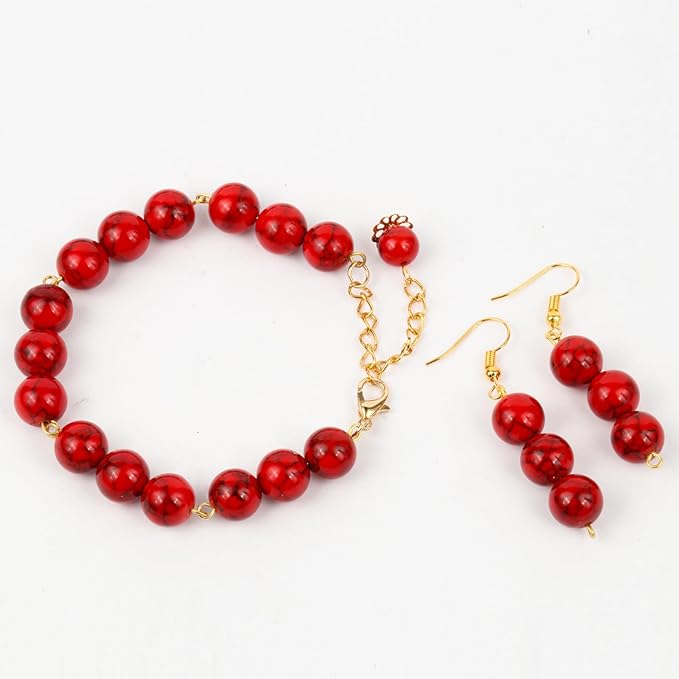 Beads for Bracelets Red Beads 6MM Beads Red Turquoise Bead Crystal Gemstone Beads for Bracelets, Natural Stone Beads for Jewelry Making 60pcs