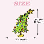 Christmas Tree Iron on Patches Chenille Embroidery Sew on Stickers Applique for DIY Crafts T Shirt Clothing Jackets Backpacks Jeans Party Decorations Accessories