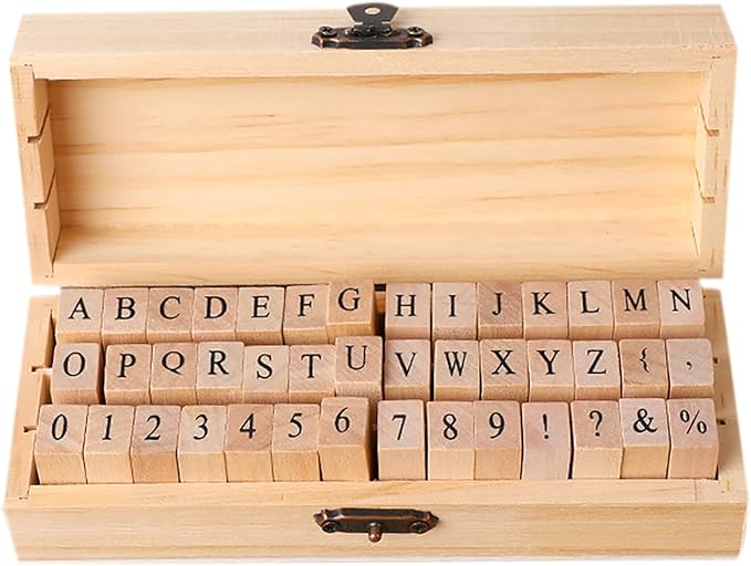 42Pcs Wooden Rubber Stamps Number Letter Alphabet Stamps Mini Cute DIY Stamps Set for Craft Decorating Scrapbooking and Wedding Invitation Cards (42pcs)