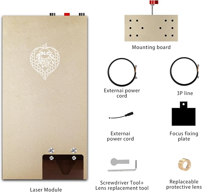 DLC 80W Laser Engraving Cutting Module with Built-in Air Assist, 10W(10000mW) Output Power,Built-in FAC,Compressed Spot CNC Carving DIY Laser Master for Laser Cutter Laser Engraver Machine - Class 4