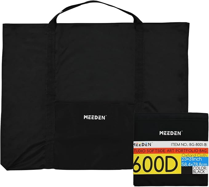 MEEDEN Soft Art Portfolio Bag: 23 x 31 Inch Black Art Canvas Portfolio Case - Waterproof 600D Oxford Carrying Storage Case for Artwork, Poster, Sketching, and Drawing