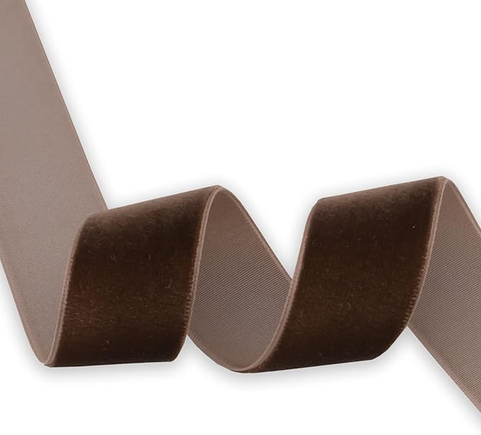 Nylon Velvet Ribbon Single Faced,1 Inch X 25Yards Spool (Brown)