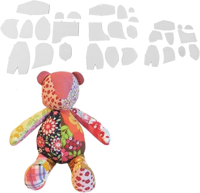 Jectse 30 Pcs Memory Bear Template Ruler Set, Acrylic Memory Bear, Preserving Childhood Memories, Nursery Decor Craft Memory Bear Sewing Patterns Template for Beginner Sewing, Jectsebc46s37k2o