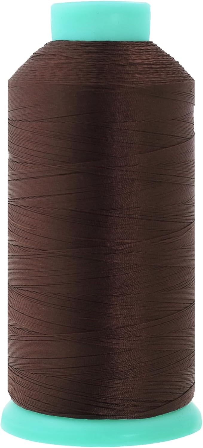 Mandala Crafts Bonded Nylon Thread Dark Brown Heavy Duty Sewing Threads - 2843 YDs Size 46 210D T45 Tex 45 Thread for Leather Jeans Weaving Outdoor Marine Upholstery Threads