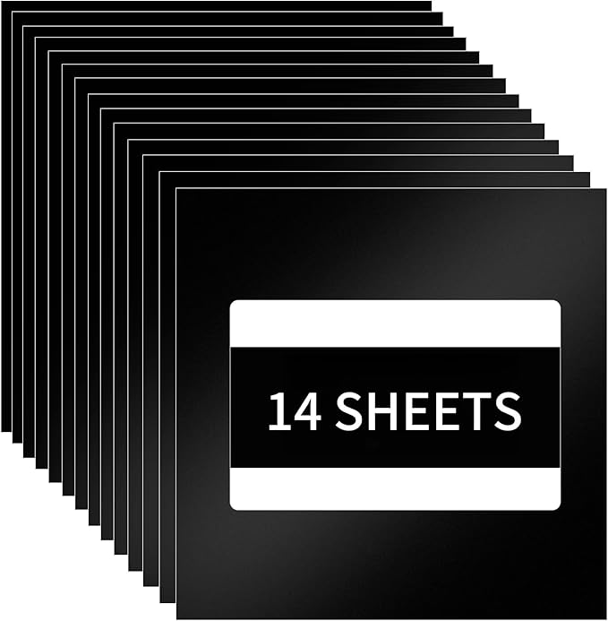 HTVRONT Permanent Vinyl, 14 Pack Matte Black Vinyl for Cutting Machine- 12 ” x 12 ” Black Permanent Adhesive Vinyl Sheets for Craft Projects