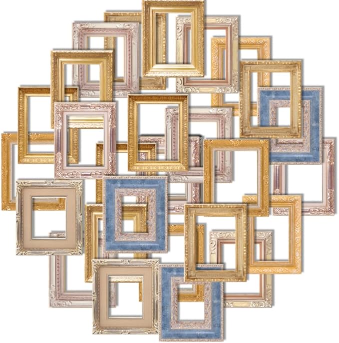 30Pcs Vintage Scrapbook Paper Photo Frame for Scrapbooking Junk Journal Collage Diary Embellishment DIY Photo Album DIY Craft Decoration, 10 Patterns (YSDC5)