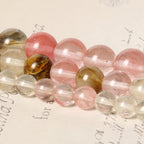 45pcs 8mm Natural Stone Beads Fire Cherry Quartz Beads Energy Crystal Power Gemstone for Jewelry Making, DIY Bracelet Necklace