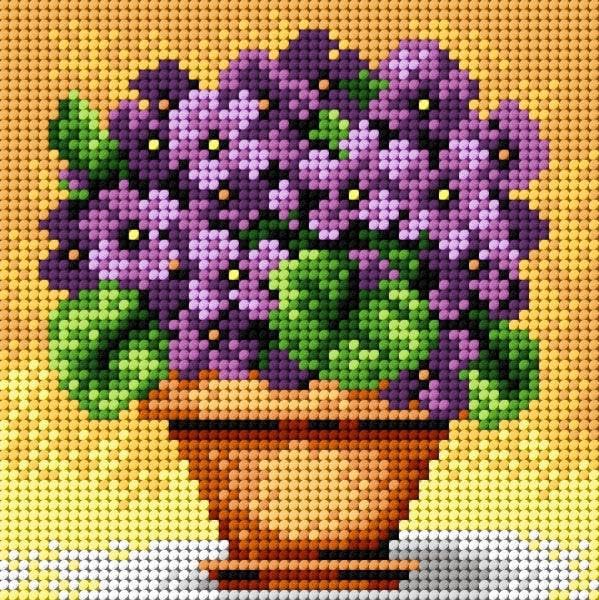 Wizardi Needlepoint Canvas for halfstitch Without Yarn Violets 2252D Orchidea