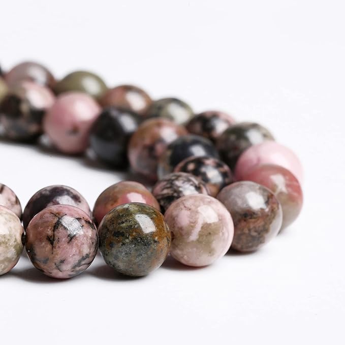 6MM 60PCS Natural Stone Black Stripe Rhodochrosite Gemstone Beads for Jewelry Making DIY Bracelet Necklace Semi Precious Crystal Beads