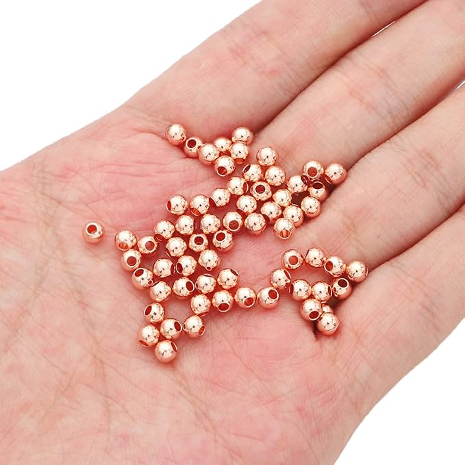 Rose Gold Plated Round Spacer Beads 4mm 100pcs for Jewelry Making Findings Non Tarnish