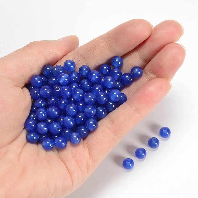 NCB 6mm Original Blue Agate Loose Semi Precious Beads Round Smooth Gemstones SpacerBeads for Jewelry Making 100PCS (6mm 100Beads, Blue Agate)