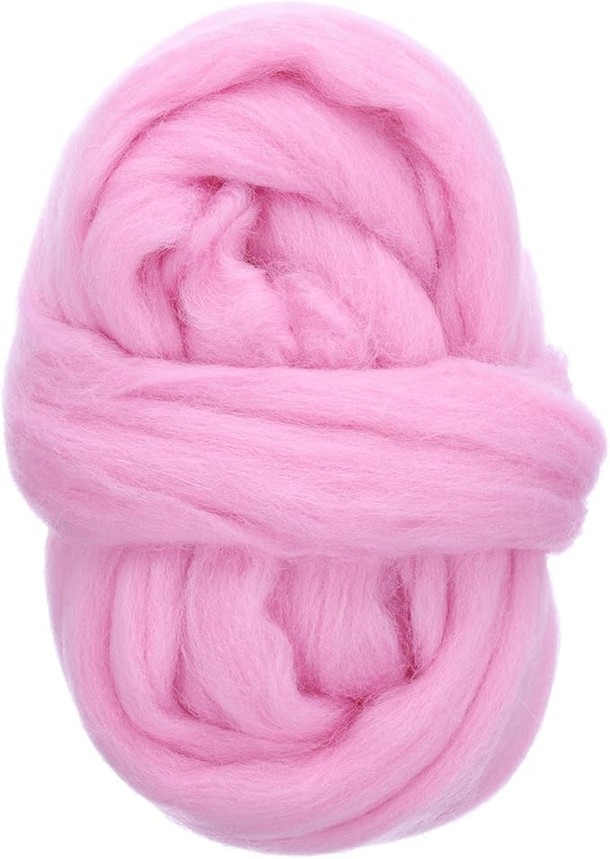 uxcell Needle Felting Wool, 1.76oz Natural Fibre Wool Roving Yarn Wool Felting Supplies for Needle Felting Yarn DIY Handcrafts, Pink