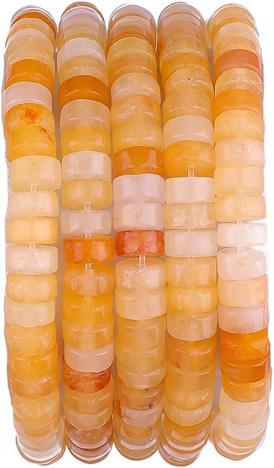 Natural Yellow Jade Spacer Beads Caps Loose Semi Gemstone for Beading Jewelry Making 6mmx3mm 38cm