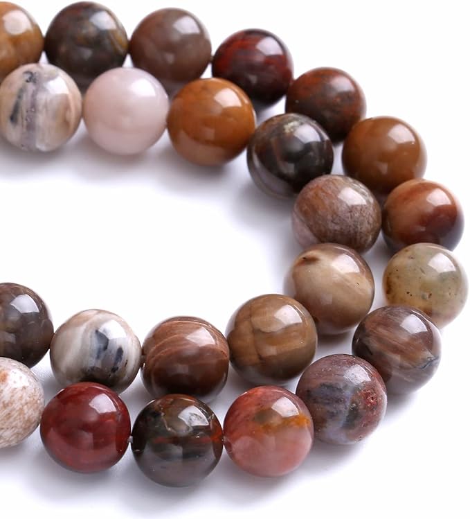 4MM 88PCS Natural Stone Petrified Wood Jasper Loose Beads for Jewelry Making DIY Bracelet