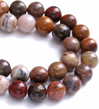 10MM 38PCS Natural Stone Petrified Wood Jasper Loose Beads for Jewelry Making DIY Bracelet