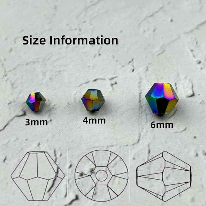 400pcs 4mm Bicone Glass Crystal Beads for Jewelry Making, Faceted Bicone Glass Spacer Beads for Bracelet Earring Necklace DIY Craft(Rainbow)