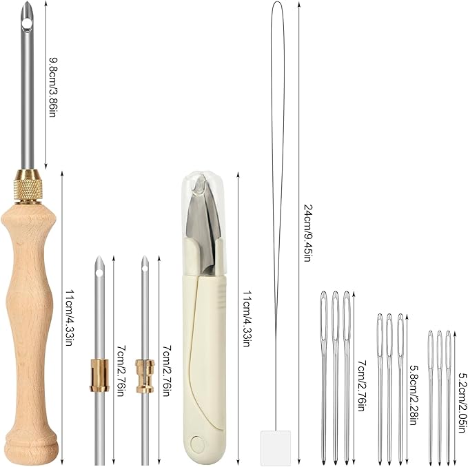 JSRQT Punch Needle Tool Set,Punch Needle Starter Kit,Adjustable Wooden Needle Punch,Rug Hooking Beginner Kit for Adults Beginner Embroidery