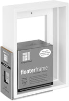 Ampersand Floaterframe Readymade Frame for Flat and 1 1/2" Deep Wood Panel and Canvas Artwork, Paintings, Prints, and More, 5"x7", White Thin