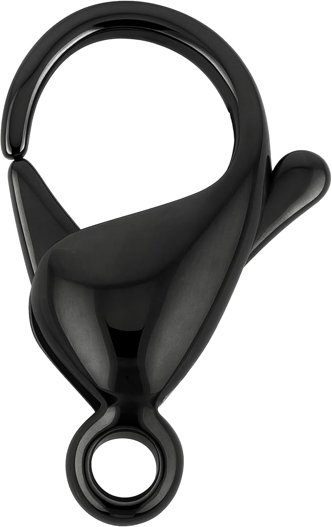 Mandala Crafts 16mm Black Stainless Steel Lobster Clasps for Jewelry Making - 25 PCs SS Lobster Claw Clasps with Jump Rings Jewelry Findings Kit for Necklaces Bracelets Charms Fasteners