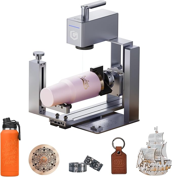Longer Nano Pro Portable Laser Engraver with 4-in-1 Rotary Extension, 5000mm/s High-Speed 12W Laser Engraver, and Cutter, DIY Engraver Tool for Wood, Acrylic, Leather, Cloth, Metal, Ceramics