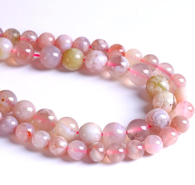 10MM 36PCS Natural Sakura Agate Gemstone Crystal Beads for Jewelry Making DIY Bracelet