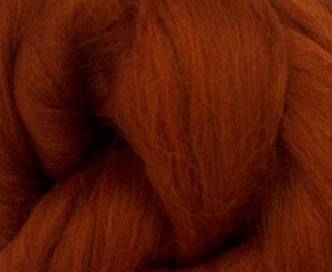 Revolution Fibers Merino Wool Combed Top | 1 lb Premium Wool Roving | 22 Micron, Best Merino Wool for Spinning, Tapestry, Needle Felting, Big Yarn Roving and Wall Hangings (Rust)