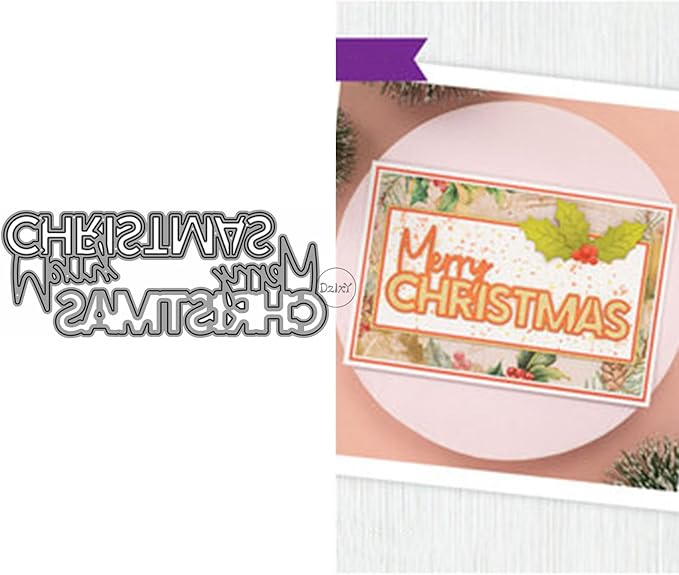 DzIxY Merry Christmas Words Metal Cutting Dies for Card Making Kit Embossing Paper Die Cuts Set Scrapbook Stencils Supplies Machine Templates