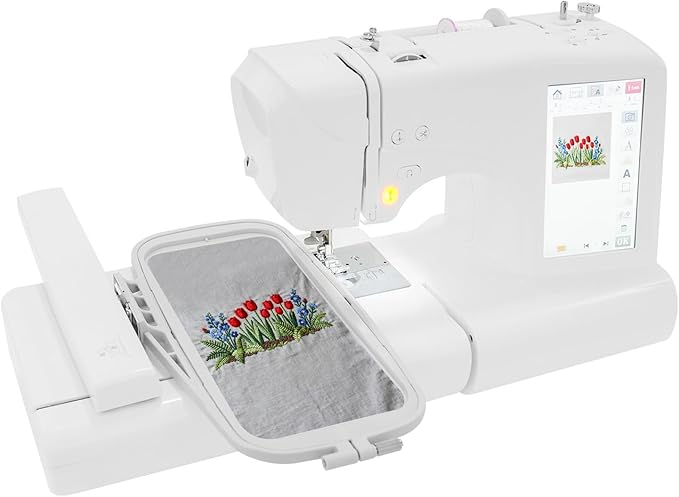 45W, 100-240V Embroidery Sewing Machine, 96 Embroidery & 162 Sewing Patterns, 7 Inch LCD Screen, 100 * 235mm Max Embroidery Area,Professional Sewing Machine for Beginners