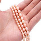 Natural Pearl Beads Rice 6-7mm Pink Freshwater Cultured Loose Gemstone Beads for DIY Jewelry Making 13.8''/Strand