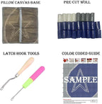 Puzamen Latch Hook Pillow Kits Butterfly Crochet Yarn Cushion Colour Pre-Printed Canvas Rug Needlework DIY Pillowcase Hook and Latch Kit for Adults Beginner Home Arts Crafts Sofa Decoration