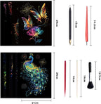Georgie Porgy Scratch Paper Art Set for Kids Adults Magic Rainbow Scratchboards for DIY Arts and Crafts Kits Christmas Birthday Gift with Scratching Tools Kit (A4-Noctilucent Butterfly + Peacock)