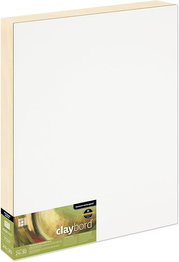 Ampersand Art Supply Wood Painting Panel: Museum Series Claybord, 24" x 30", 2" Cradled Profile