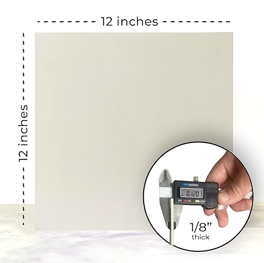 1/8" White | Maker Boards Colors Line of Double Sided Painted Basswood Plywood Sheets, 12x12 inches, 1/16th and 1/8th Thickness, 17 Colors Available, Laser Safe, Diode Laser Compatible.