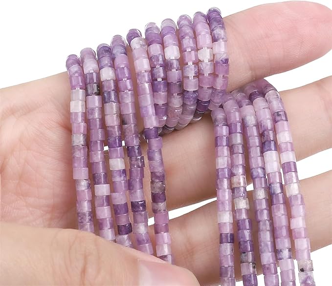 Natural Light Amethyst Spacer Beads Caps Flat Round Loose Beads for Beading Jewelry Making 3mmx2mm 38cm