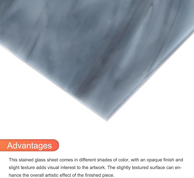 MECCANIXITY Stained Glass Sheet Mosaic Tile 3.9 Inch x 3.9 Inch Grey Color Stained Glass Sheets for Crafts DIY, Art Project