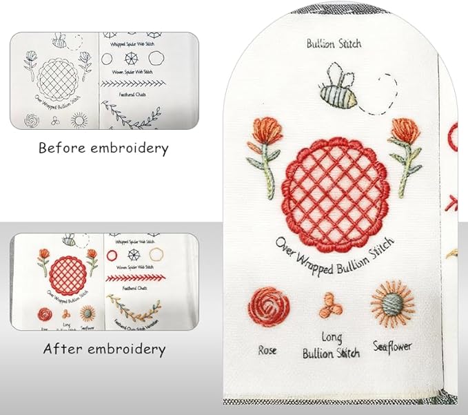 The Ultimate Embroidery Learning Book, DIY Embroidery Stitch Book Kit with Multiple Sewing Kit, 106 Pattern for DIY and Sew Enthusiast