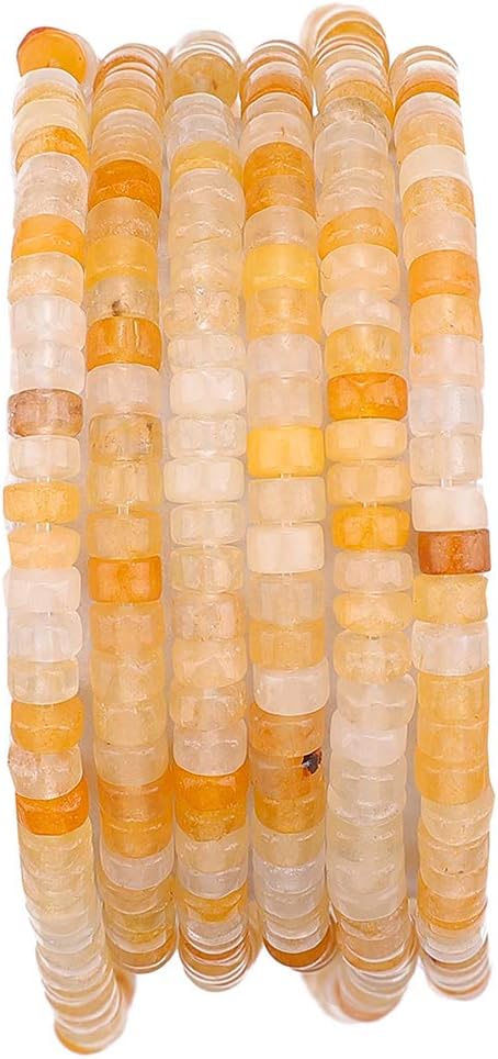 Natural Yellow Jade Spacer Beads Caps Loose Semi Gemstone for Beading Jewelry Making 4mmx2mm 38cm