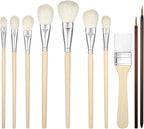 10 PCS Pottery Glaze Brushes Glazing Goat Hair Blending Brush Painting Ceramic Brushes Paintbrush Underglaze Brush Art Paintbrush Tool for Canvas Oil Pottery Canvas