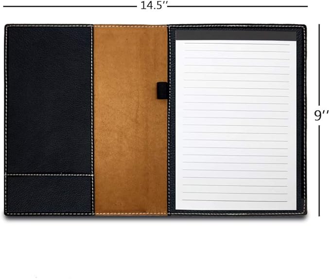 Small 7" X 9" Portfolio Notepad, Lineman, Personalized Engraving Included (Black with Silver)