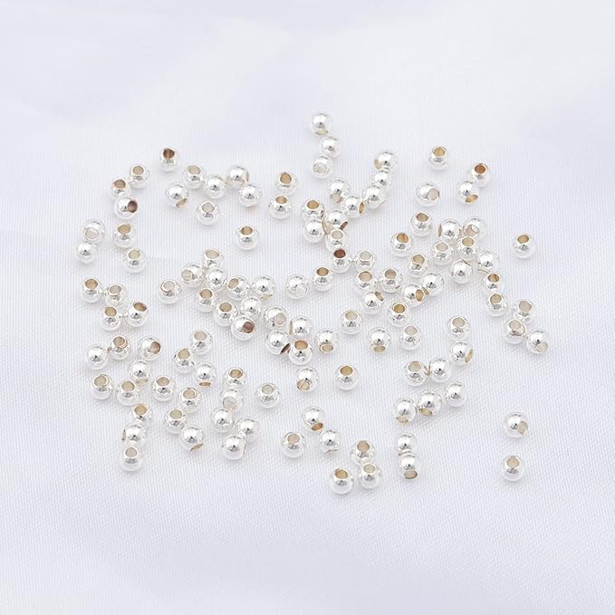 Silver Plated Round Spacer Beads 3mm 300pcs for Jewelry Making Findings Non Tarnish