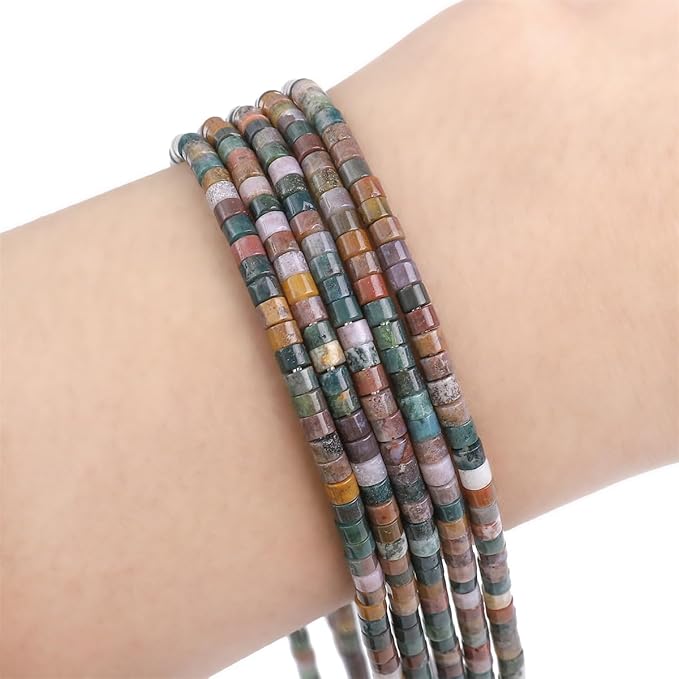 Natural Indian Agate Spacer Beads Caps Flat Round Loose Beads for Beading Jewelry Making 3mmx2mm 38cm